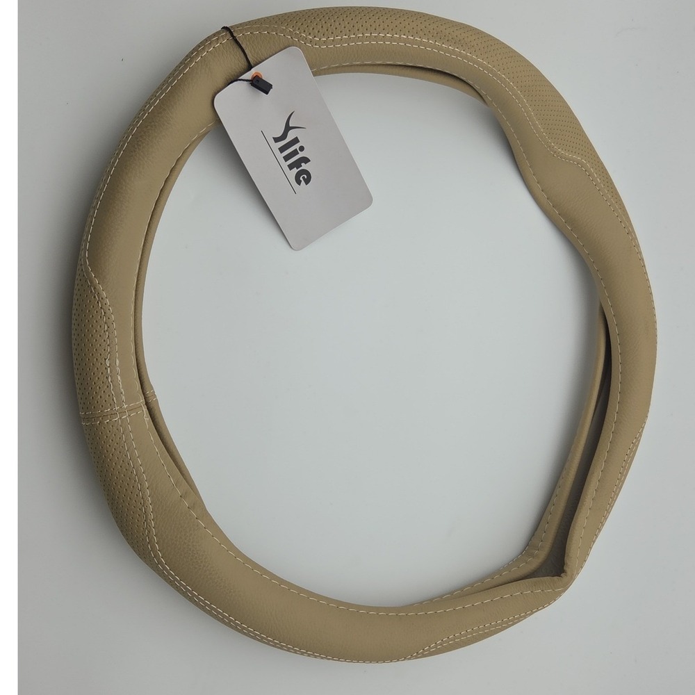 Line Rider Universal Fit Delux Leather Steering Wheel Cover for 14.7" to 15"